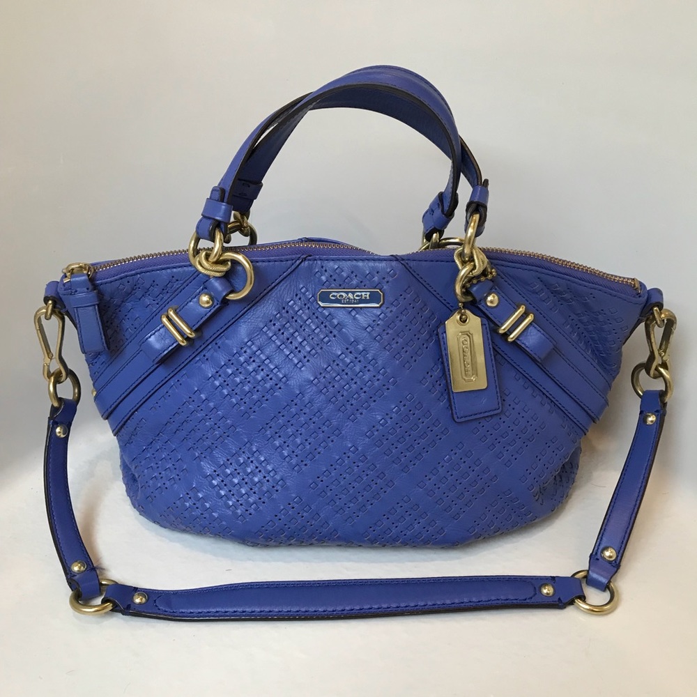 Coach Madison Sophia Blue Woven Leather Bag